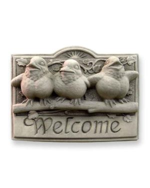 Cast Stone Welcome Plaque Featuring Birds Sunshine Birds Welcome Plaque